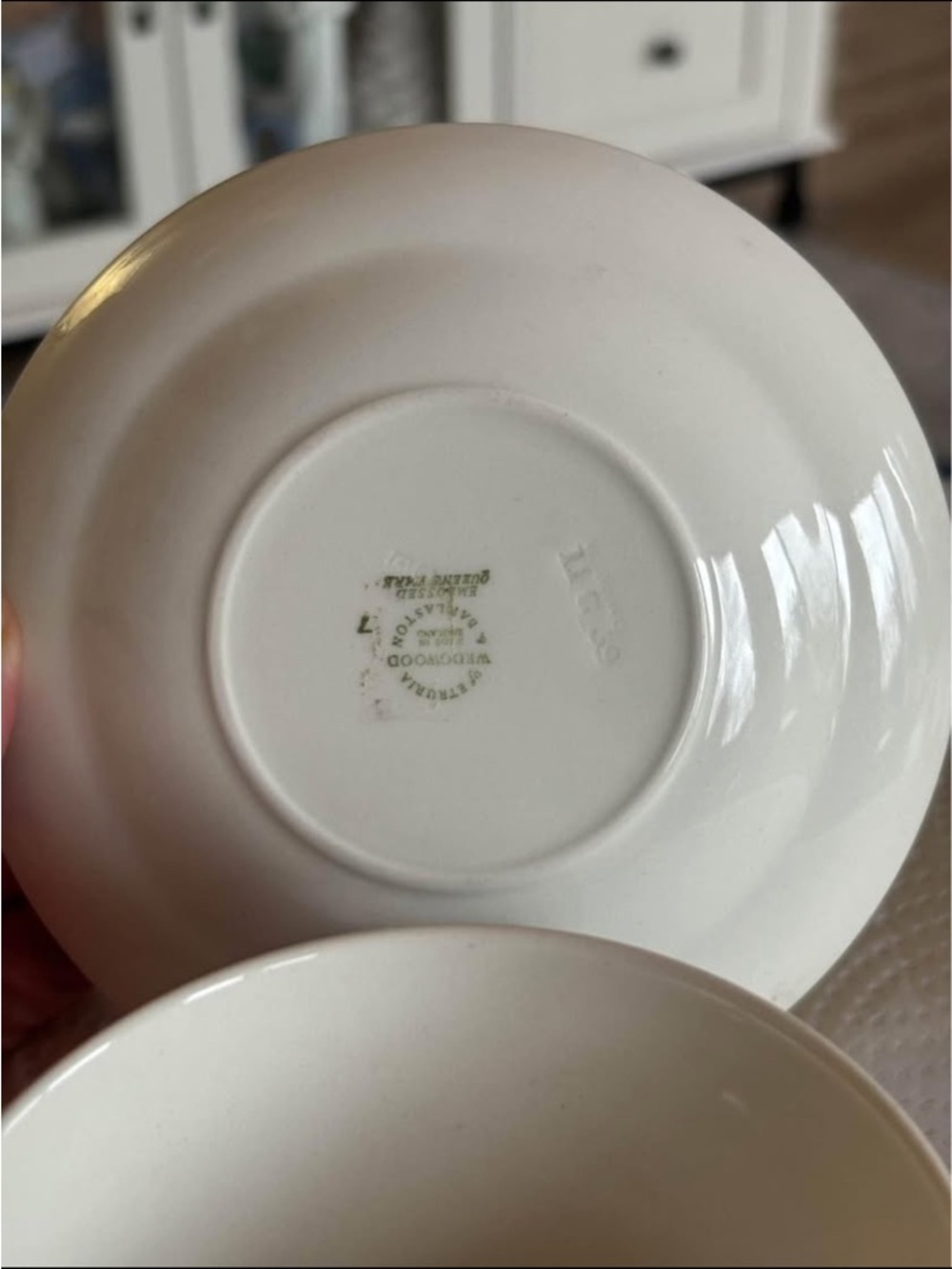 Wedgwood Queensware and Blue Relief Tea Cup and Saucer - Picture 4 of 4